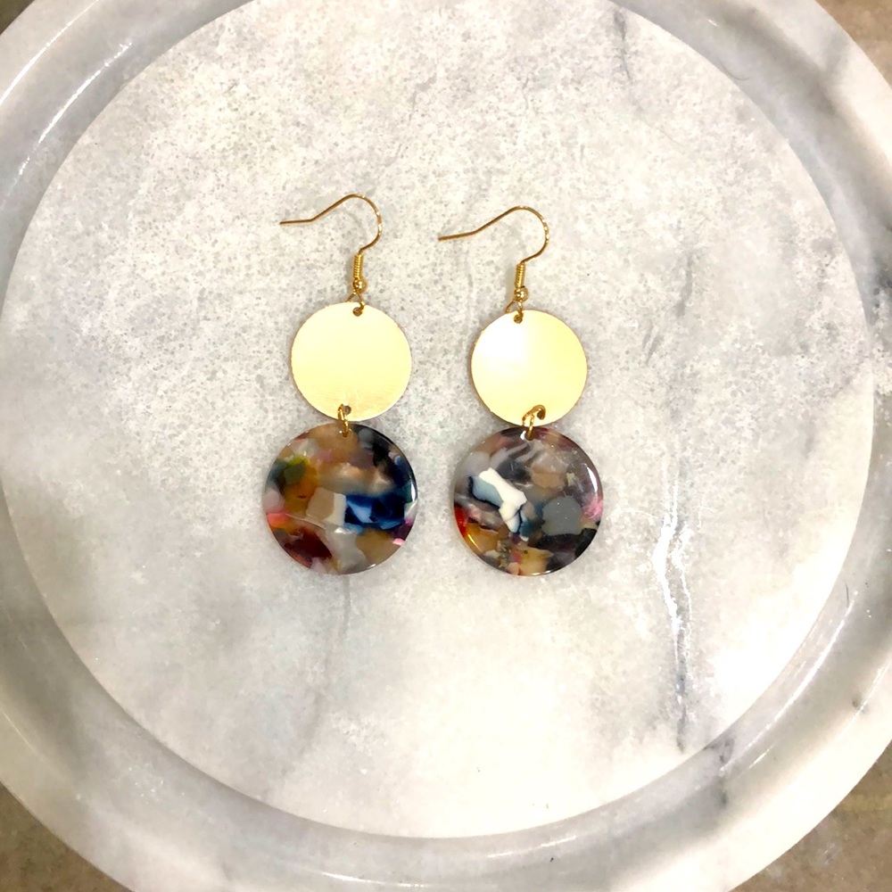5/$25 Gold & Multicolor Round Earrings